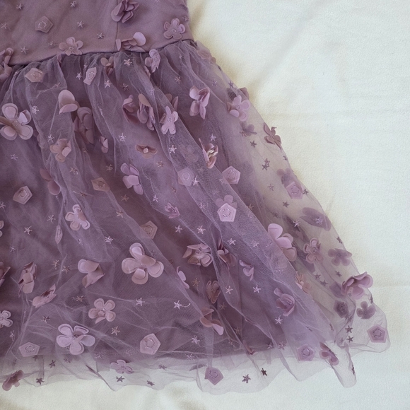 Trixxi Lavender 3D Floral Appliqué Tulle Babydoll Top - Picture 7 of 10